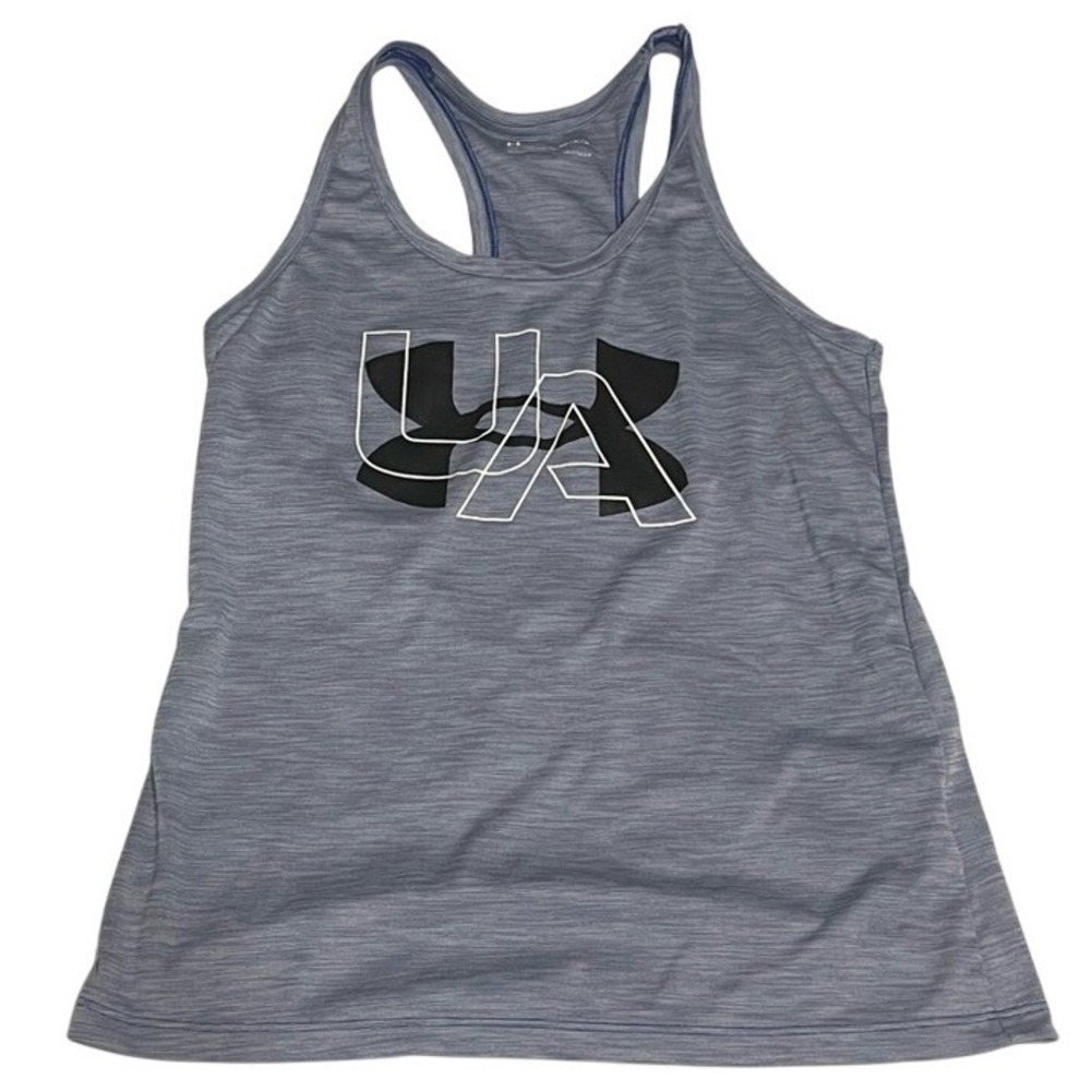 Under Armour UA Heatgear Tank Top Loose Fit Blue Heather Athletic Gym Medium